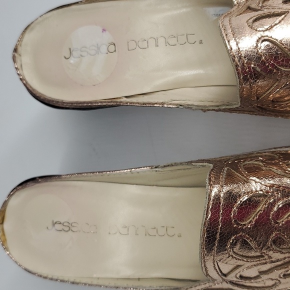Jessica Bennett Mules JBoheme Western Glam Cowgirl Metallic 7.5 - Picture 4 of 12